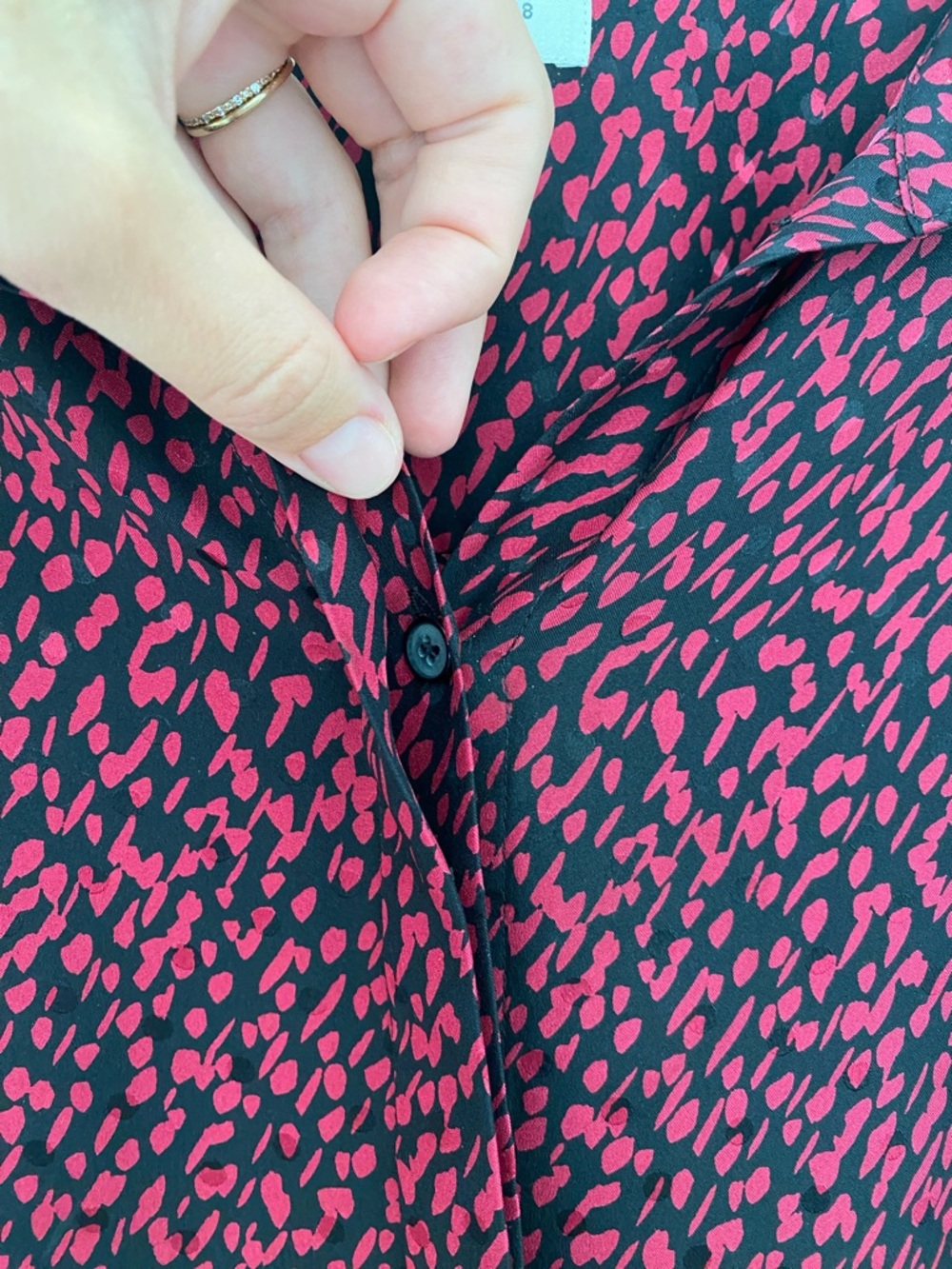 Lafayette 148 New York 100% Silk Printed Button Front Blouse – Pink & Black XL - Picture 5 of 8